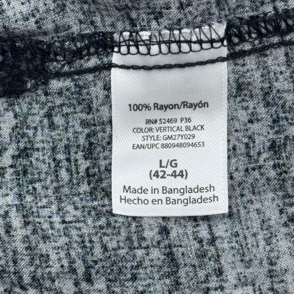 George Black Hawaiian Shirt w/ Gray Floral Pattern Button Down Rayon L/G 42-44‎ - Picture 4 of 8
